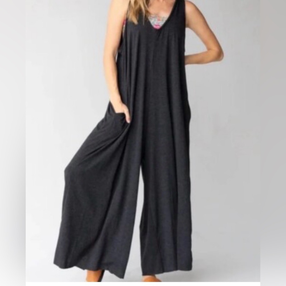 NATURAL LIFE Charcoal Gray Maxi Jumpsuit one size - Picture 2 of 12